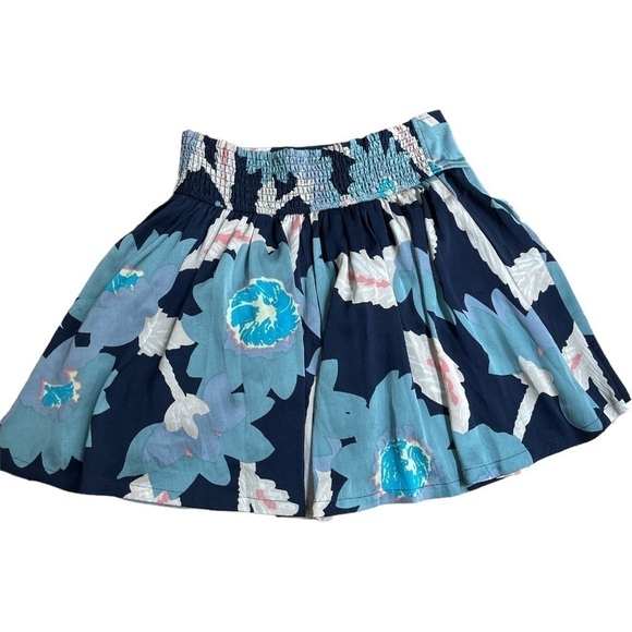 Free People Blue Floral Skater Mini Skirt XS Boho Festival - Picture 7 of 7